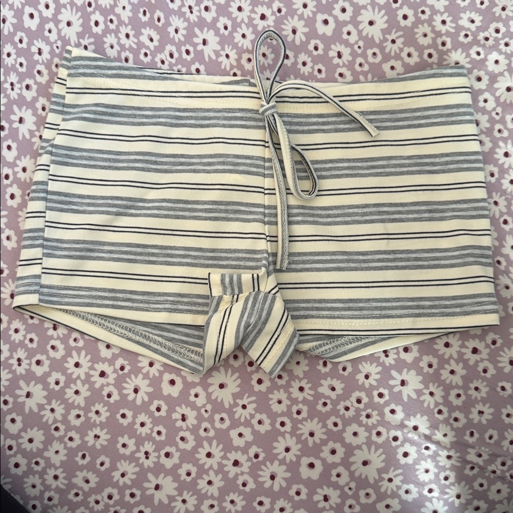 Striped Gray and White Shorts